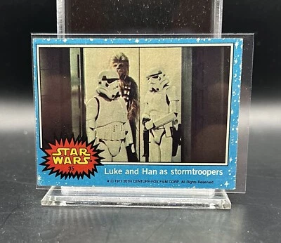 1977 Topps Star Wars #35 Luke Skywalker Han Solo Stormtroopers Jedi Leia Yoda - Imagem 1 de 2