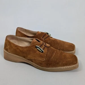 Salvatore Ferragamo Sport Suede Loafers Womens 8 B Brown Tan Toggle Closure Vtg - Picture 1 of 12