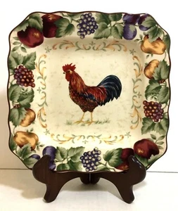 Napa Chanticleer by Noble Excellence Rust Square Salad Plate Rust Rooster - Picture 1 of 5