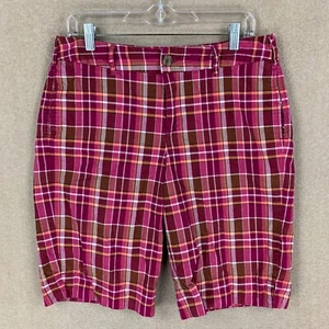 Pantalones cortos para mujer Merona 10 (33x11,5) rosa magenta a cuadros bermudas popelín altura media - Imagen 1 de 12