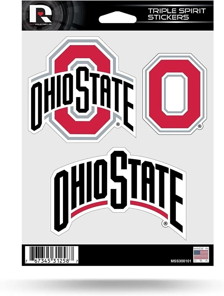 Ohio State University Buckeyes Sticker Decal Sheet 3-Piece Die Cut 5x7 Inch - Image 1 of 1