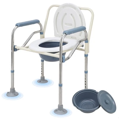Toilettenstuhl Höhenverstellbar Duschsitz Faltbar Nachtstuhl inkl. Eimer 150kg - Bild 1 von 4