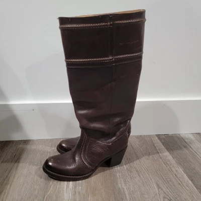 Frye Jane Boots Womens Size 6 B Redwood Brown Leather Heeled - Image 1 of 4