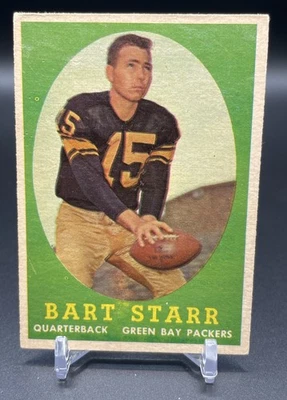 Tarjeta de fútbol americano 1958 Topps Bart Starr segundo año #66 Foto 1 de 2