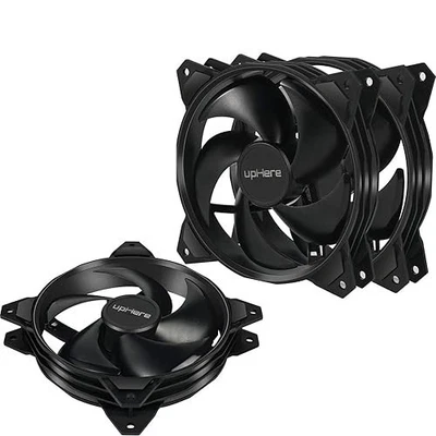 upHere Long Life Fans (120mm)...Value Pack of 3 (New-In-The-Box)...Black Color - Image 1 of 4