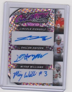 2024 Leaf Vivid Lincoln Kienholz Dallan Hayden Miyan Williams Triple Auto #1/6 - Picture 1 of 2