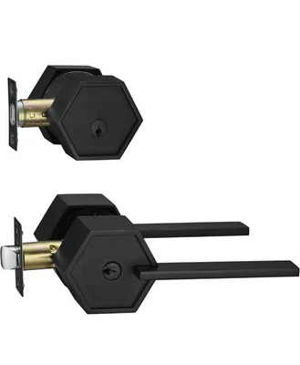 Juego de manijas de puerta con palanca de entrada serie Metro de gravedad cero y dea... Foto 1 de 4