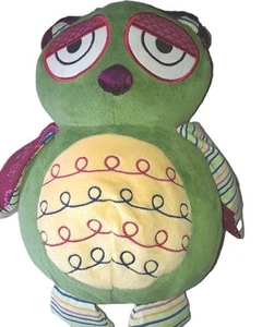 Ganz Owlet 12” Plush Owl Green And Burgundy Maroon - Picture 1 of 4