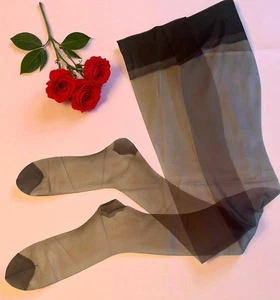 Vtg Seamless Mesh Nylon “Beaute’” Stockings 11-35” Lace Guard Top RHT - Picture 1 of 3