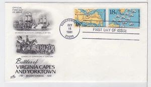 TurtlesTradingPost - Battaglie di Yorktown e VA MANTELLI - 1981 #1937-38 FDC Artcraft - Foto 1 di 1