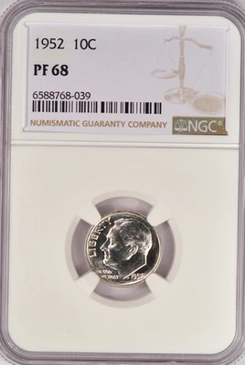 1952 Roosevelt Dime Proof NGC PF 68 PR68 Gem Silver Coin 10C - Image 1 of 2