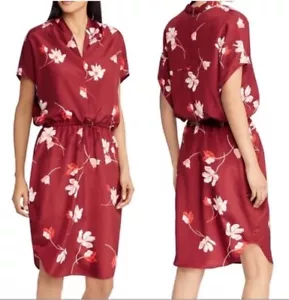 Ralph Lauren Floral Crepe Petite Dress Balayna Short Sleeve Red Size 14P Petite - Picture 1 of 5