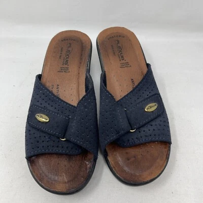 Flexus by Spring Step Kea Sandals Womens EU 36 US 5.5-6 Navy Slide Leather Italy - Image 1 of 4