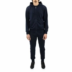 Tuta Uomo in Cotone Primaverile Slim Fit Felpa e Pantaloni Blu Fitness Palestra - Bild 1 von 4