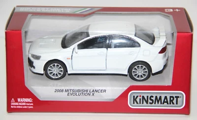 KINSMART AUTO DIE CAST MITSUBISHI LANCER EVOLUTION X 2008 BIANCO ART KT5329WW - Immagine 1 di 2