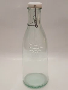 Vintage Glass Bottle With Stopper Sun Face Design Glass Water Bottle (PPB) - Picture 1 of 9