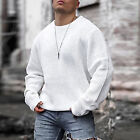 Sweater Round Neck Long Raglan Sleeves Solid Color Casual Comfortable Men Pu SPG