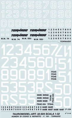 TAURO MODEL TM32/504 NUMERI DI MATRICOLA-REPARTO A.M.I. PER TORNADO, F 104 1:32 - Immagine 1 di 3