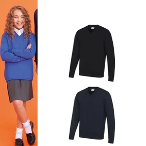 AWDis Academy sweatshirt AC003 - Adult/Teen unisex V-neck Smart Uniform Jumper - Picture 1 of 14