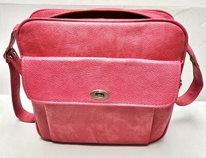 Vintage Royal Traveller Medaillengewinner Tasche rot Handgepäck Schlüssel 60er rosa innen sauber 12,5x13 - Bild 1 von 13