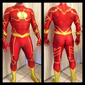 The Flash Reverse Flash Muscle Costume Cosplay Jumpsuit Halloween Zentai Adult