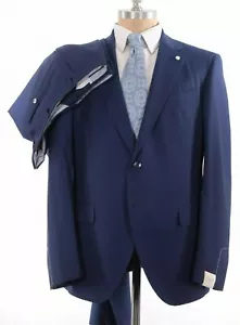 Luigi Bianchi Mantova Sartoria NWT Suit Size 40L In Solid Textured Blue - Picture 1 of 10