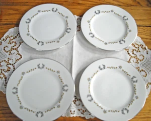 Platos vintage Syracuse China coronation plata y oro 6 1/4" ~ Juego de 4 ~  - Imagen 1 de 4