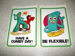 Pegatina de colección 1985 GUMBY Pokey Show 4 x 6,5 2 diferentes Art Clokey Hong Kong - Imagen 1 de 5