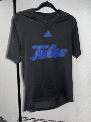 University of Tulsa Adidas Creator Tee Size M Short Sleeve T Shirt Black w/ Blue - Image 1 of 3