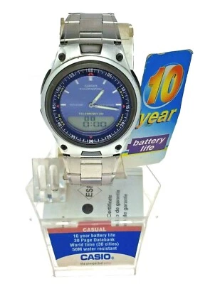 Casio AW80D 2A Blue Men's Ana-Digi Watch World Time S Steel Band 50 M Water R  - Image 1 of 4