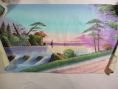 Barco de agua pastel de la Asociación de Corea paisaje pintado a mano pergamino Foto 1 de 4