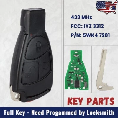 Unlocked Smart Remote Key Fob 433MHz for Mercedes-Benz C E S Class - IYZ 3312 - Изображение 1 из 4