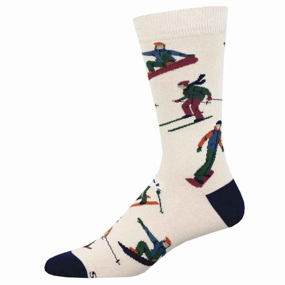 Socksmith Men's Bamboo Blend Crew Socks Snow Day Skier Novelty Footwear - Image 1 of 1