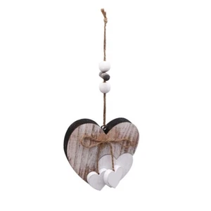 New Style Wooden Heart Hanging Wall Plaque Décor Gift Room Home Wood Love Décor - Picture 1 of 12