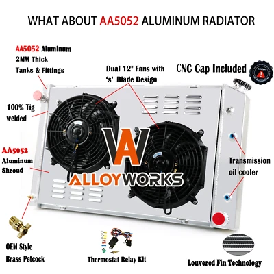 4 Row Radiator Shroud Fan For 1973-1987 Chevy C K C10 C20 C30 K10 K20 GMC K1500 - Image 1 of 4