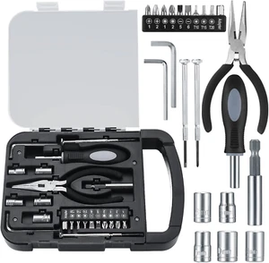 22 Pezzi Kit Cassetta Attrezzi Fai-Da-Te, Set Utensili Manuali Cacciavite, Girav - Foto 1 di 12