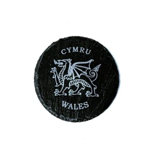 Welsh Dragon Slate Coaster 100mm Slate Coaster Cymru Circle Coaster Gift - Picture 1 of 1