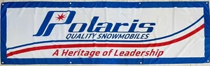 POLARIS VINTAGE SNOWMOBILE SLED FLAG BANNER 3x10ft DRAPEAU MAN CAVE GARAGE TX - Picture 1 of 1
