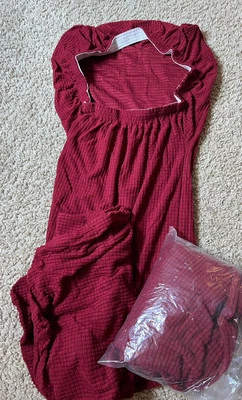 conjunto de 4 protetores de assento de cadeira sem braços elásticos vermelho - Imagem 1 de 4