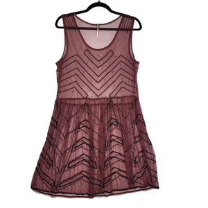 Free People Simply besticktes ärmelloses transparentes Perlenkleid pink Damen Small - Bild 1 von 8