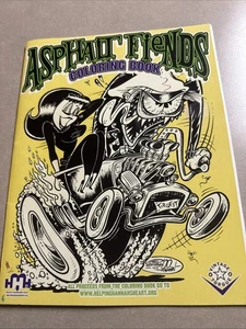Asphalt Fiends Adult Coloring Book 2017 Hot Rod Monster Rat Fink Big Daddy Style - Picture 1 of 14