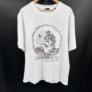 The Kooples Shirt Mens 2XL White Skull Roses Graphic Tee Love or Hated Cotton - Picture 1 of 8