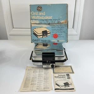 Vfg GE General Electric Chrome Waffle Maker Reversible Grill A2G48T Made in USA - Picture 1 of 23