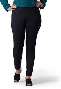 Pantalones de mezclilla Lee para mujer talla grande esculpidos calce ajustado pierna ajustada, negros, 26 W - Imagen 1 de 8