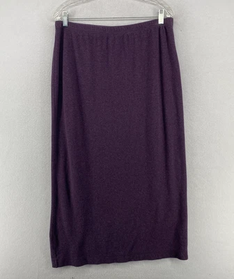Falda EILEEN FISHER PL Algodón Cepillado Jersey Tejido Recto Midi Púrpura EE. UU. DE COLECCIÓN Foto 1 de 4