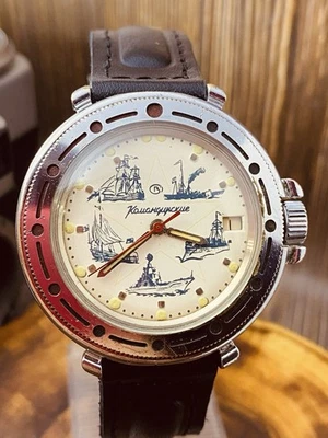 USSR Amphibian Soviet Military Watch Vostok Submarine Komandirskie 2414  #8512 - Image 1 of 4