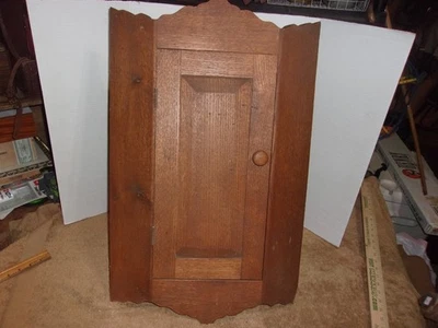 Vintage Hand Made Oak Hanging Corner Cabinet 25 3/4" Tall - Image 1 of 4