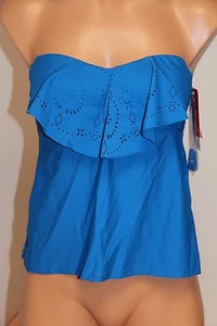 Hula Honey Swimsuit Bikini Tankini Top Sz S Strap Blue Bandeau - Picture 1 of 1
