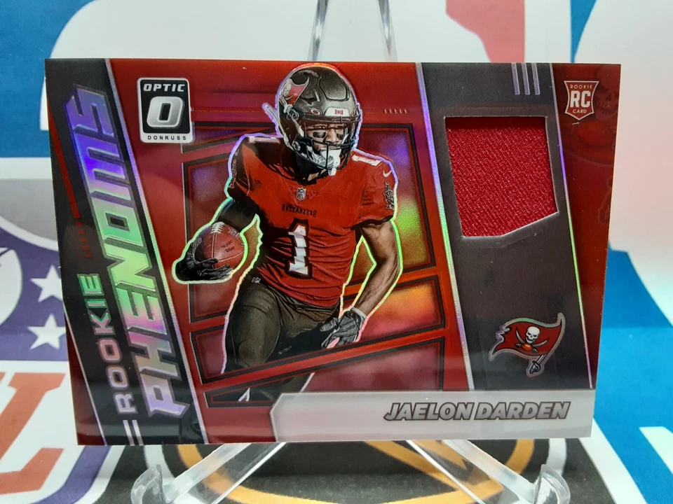 🏈2021 Panini Donruss Optic Rookie Phenoms Red Prizm Relic Jaelon Darden #RPH-34 - Image 1 of 2