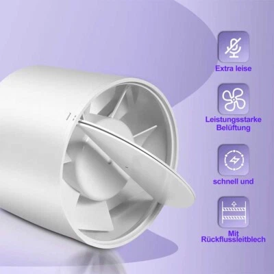 MARKENLOS Rohrventilator Rohrlüfter Abluft mit mit Rückstauklappe Bad-Lüfter 100mm DHL